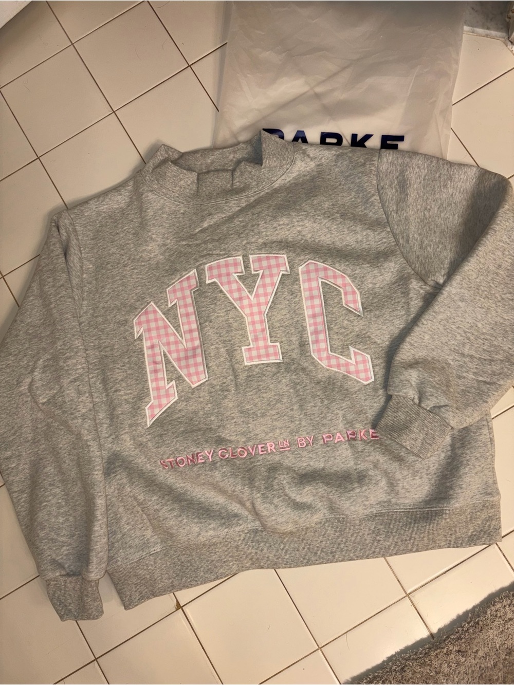 Parke Stoney Clover  NYC Grey Mockneck L/XL  Sweatshirt